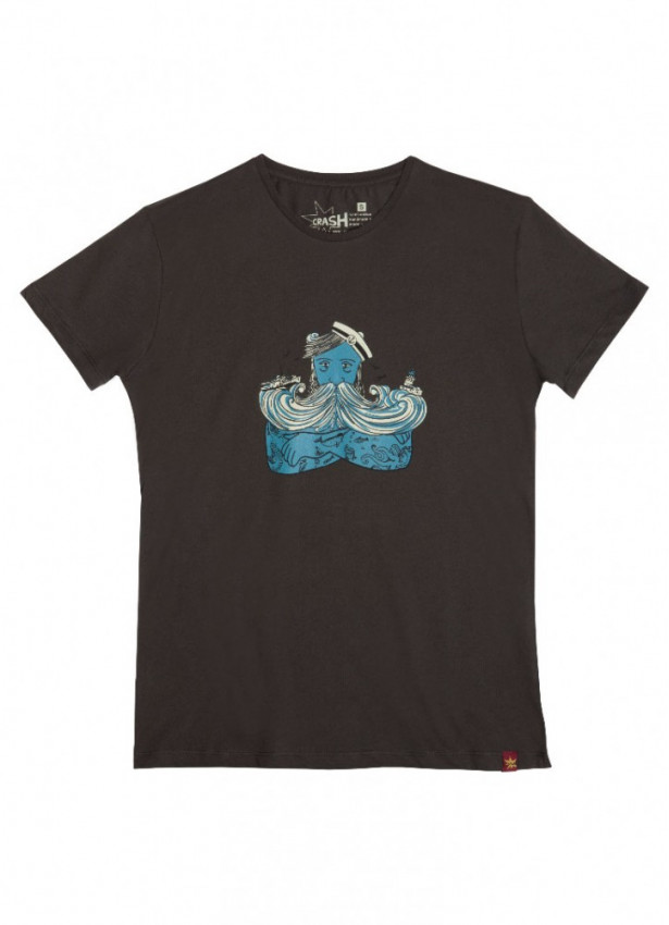 Okyanus Kafa Kısa Kollu Siyah Erkek T-Shirt